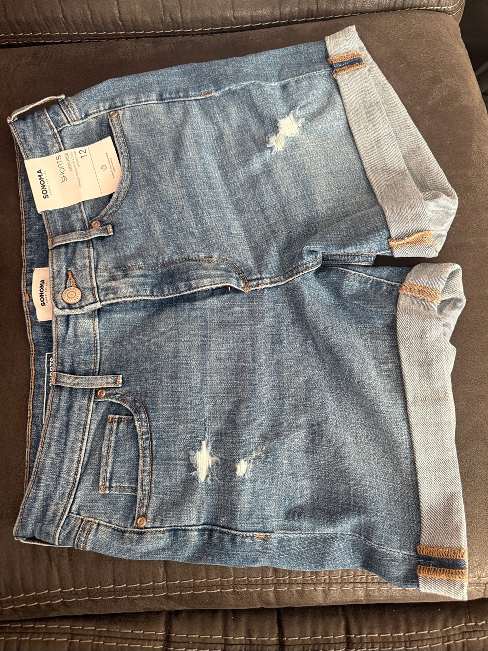 Sonoma Light Blue Distressed Roll-Cuff Denim Shorts